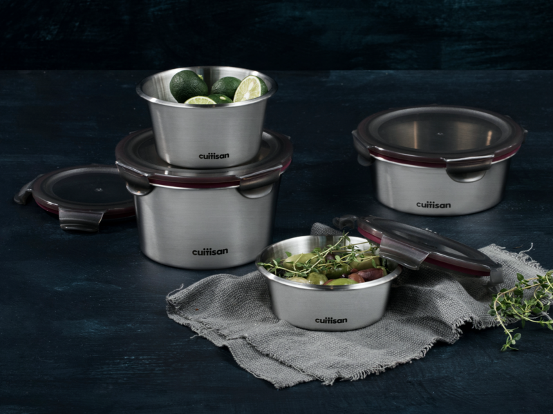 可微波不鏽鋼保鮮盒 圓形三件組（花神）