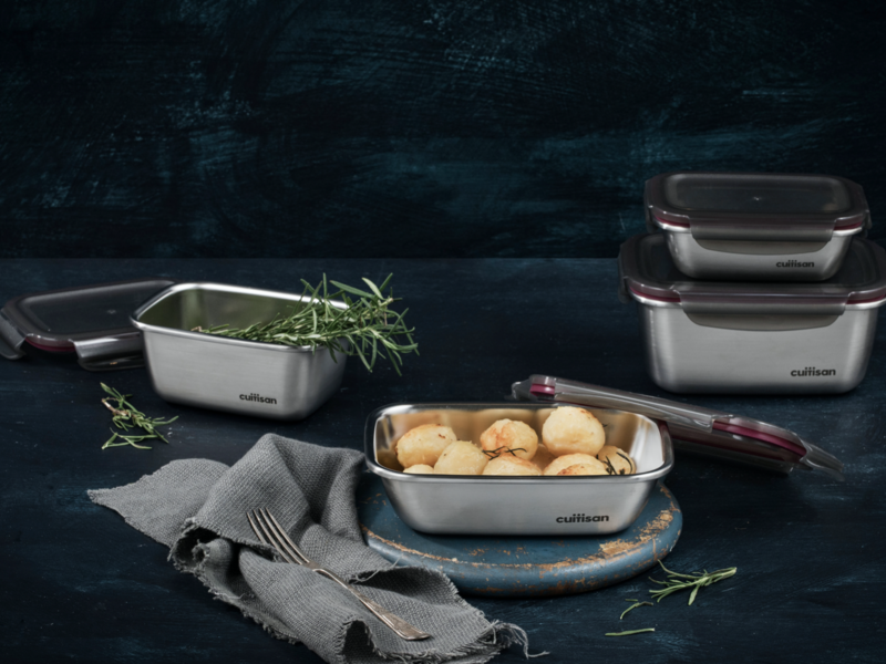 可微波不鏽鋼保鮮盒 日常兩件組（花神）