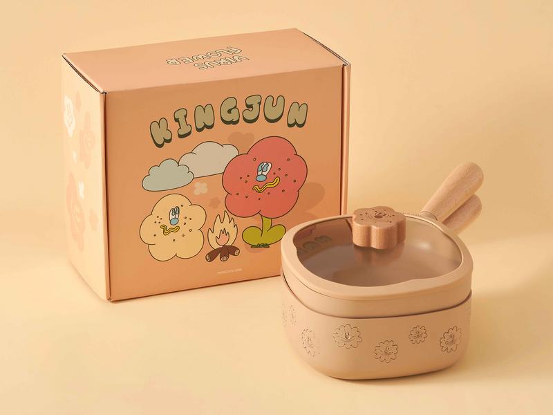 【限時73折】LMG x KINGJUN｜病毒花方方鍋（贈：矽膠奶油白鍋鏟）